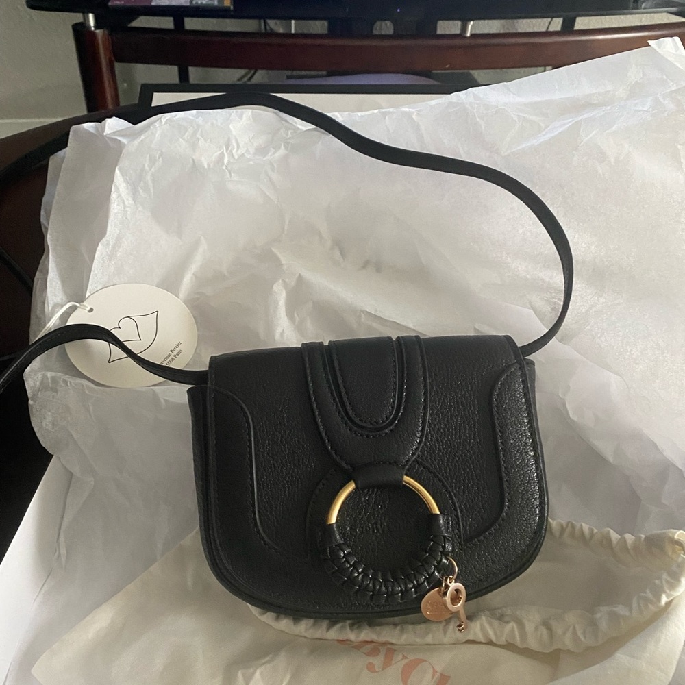 New black leather crossbody bag, See by Chole